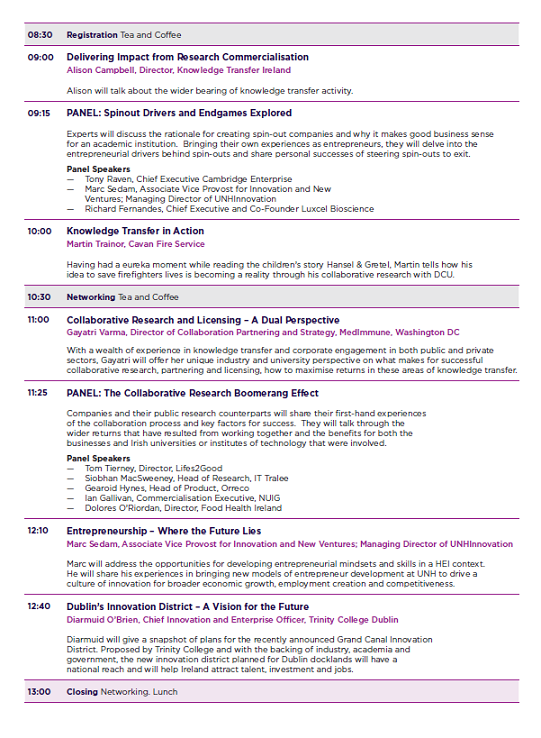 Single Page Programme KTI Annual Conference 2018 Programme Page